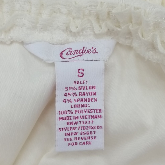 Candie's Small Off White 3/4 Sleeve Mini Lace Dress - Picture 5 of 8